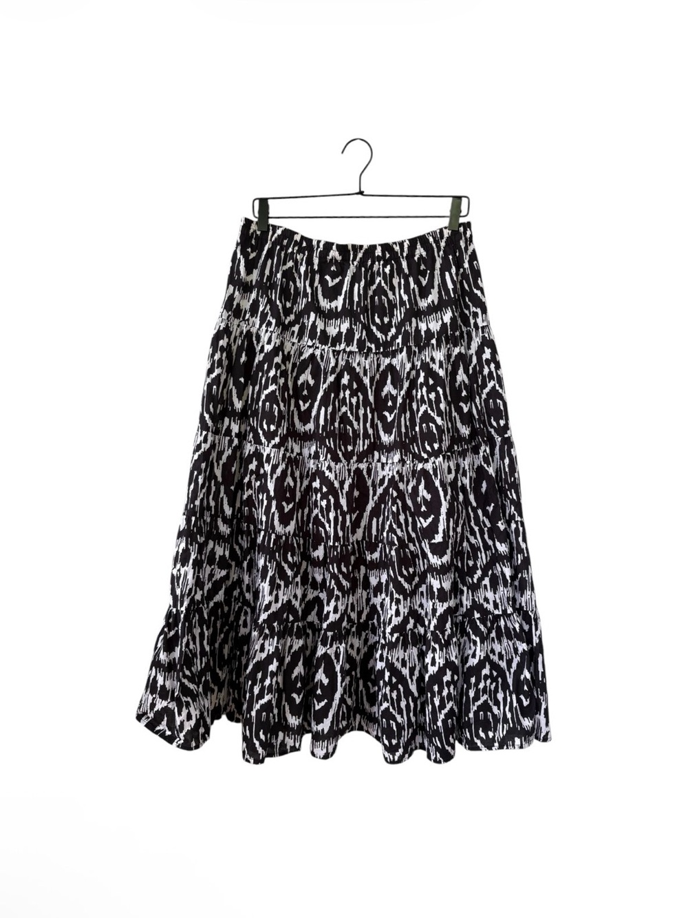 Black and White Tiered Maxi Skirt